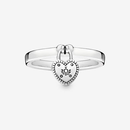 Heart Lock Charm Ring