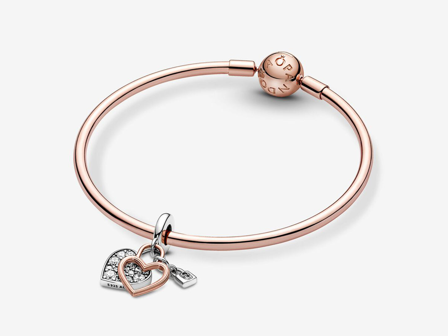Heart Padlock Double Dangle Charm