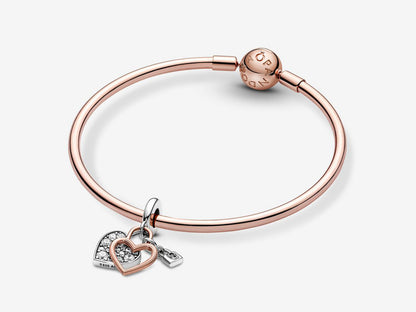 Heart Padlock Double Dangle Charm
