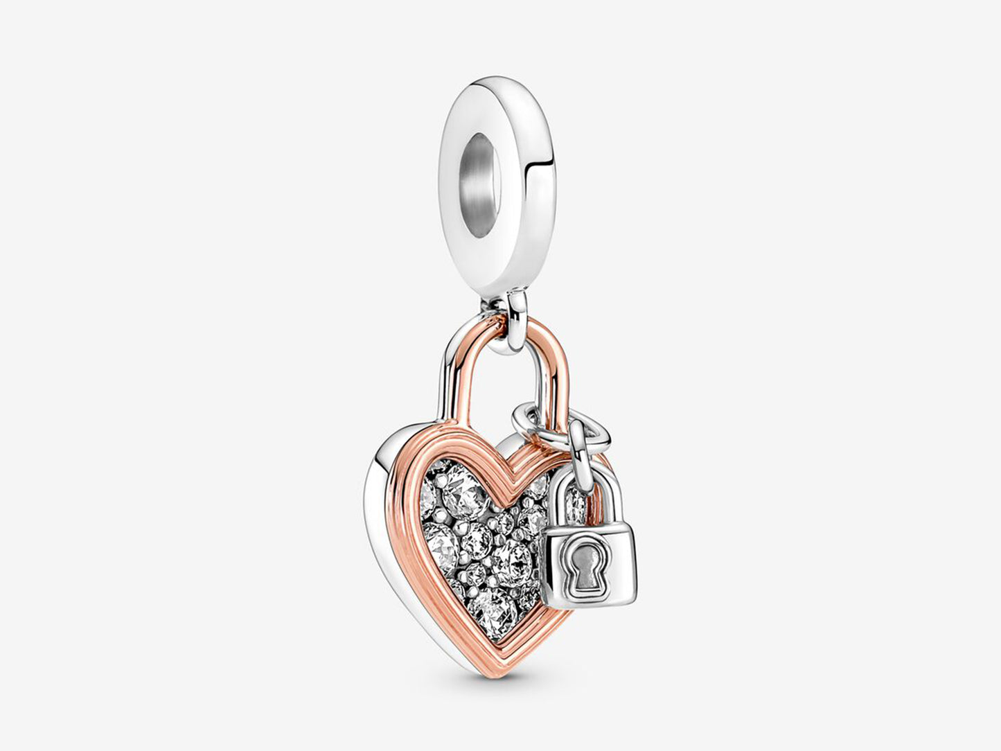 Heart Padlock Double Dangle Charm