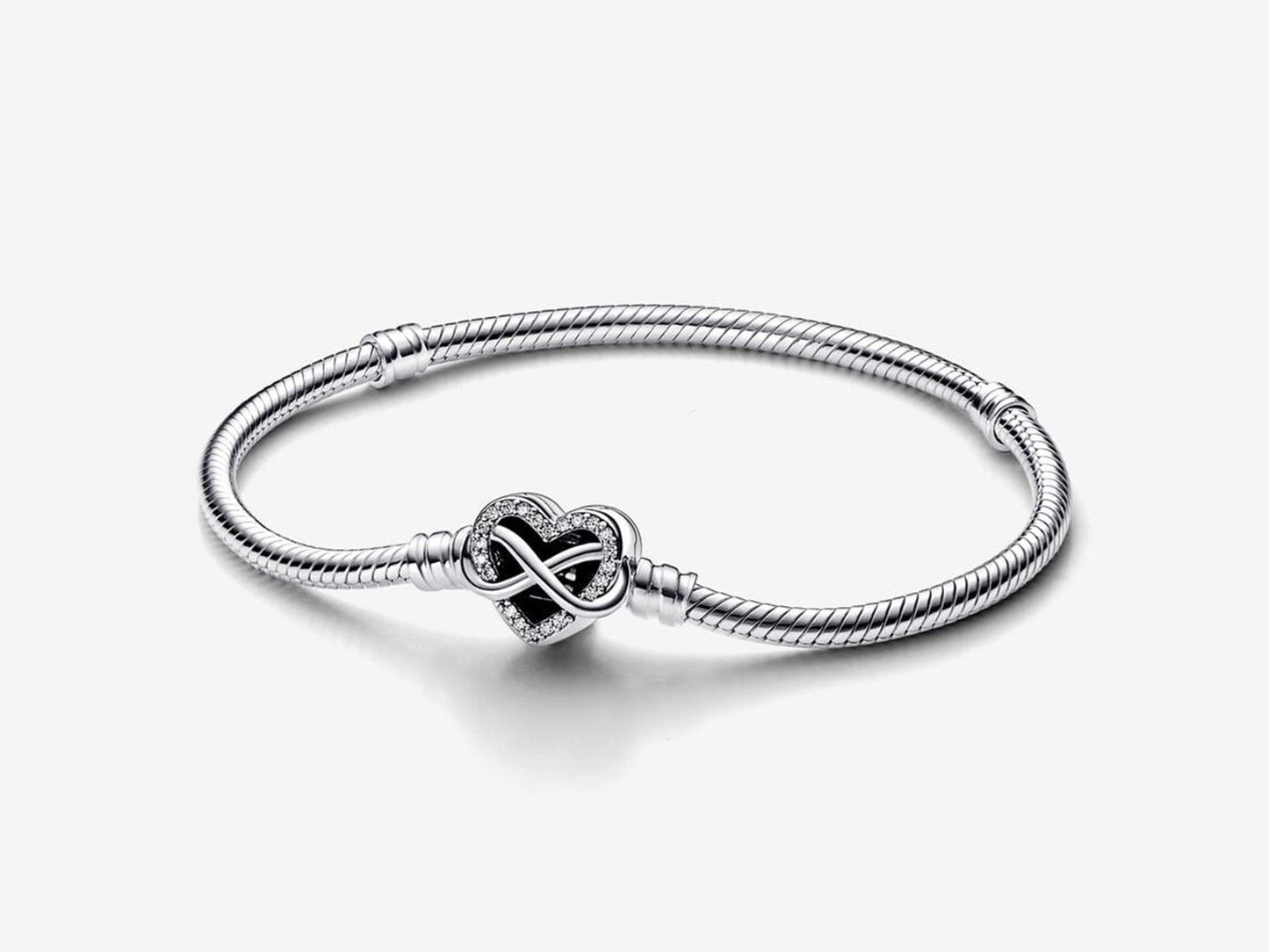 Sparkling Infinity Heart Clasp Snake Chain Bracelet