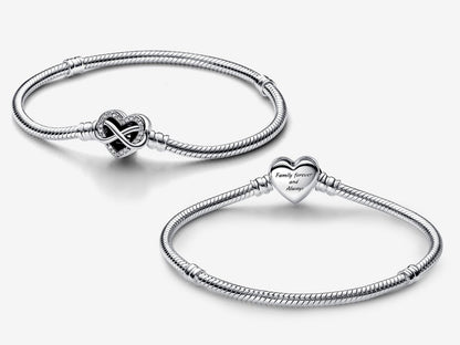 Sparkling Infinity Heart Clasp Snake Chain Bracelet