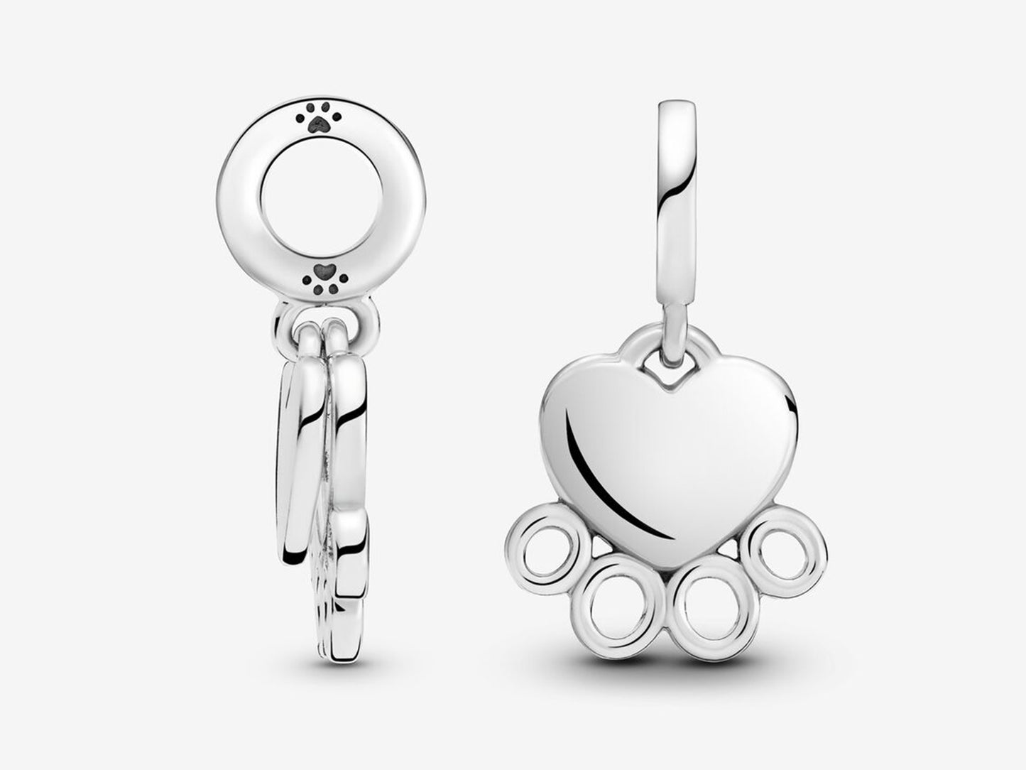 Hearts & Paw Print Dangle Charm