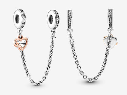 Family Heart Safety Chain Charm