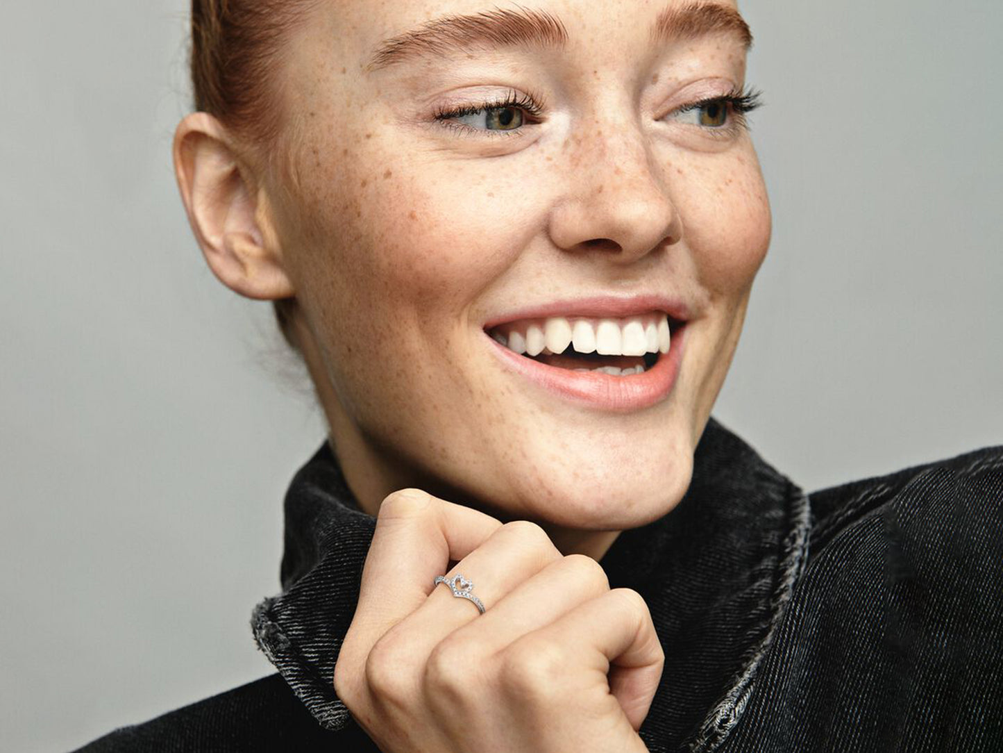 Sparkling Wishbone Heart Ring