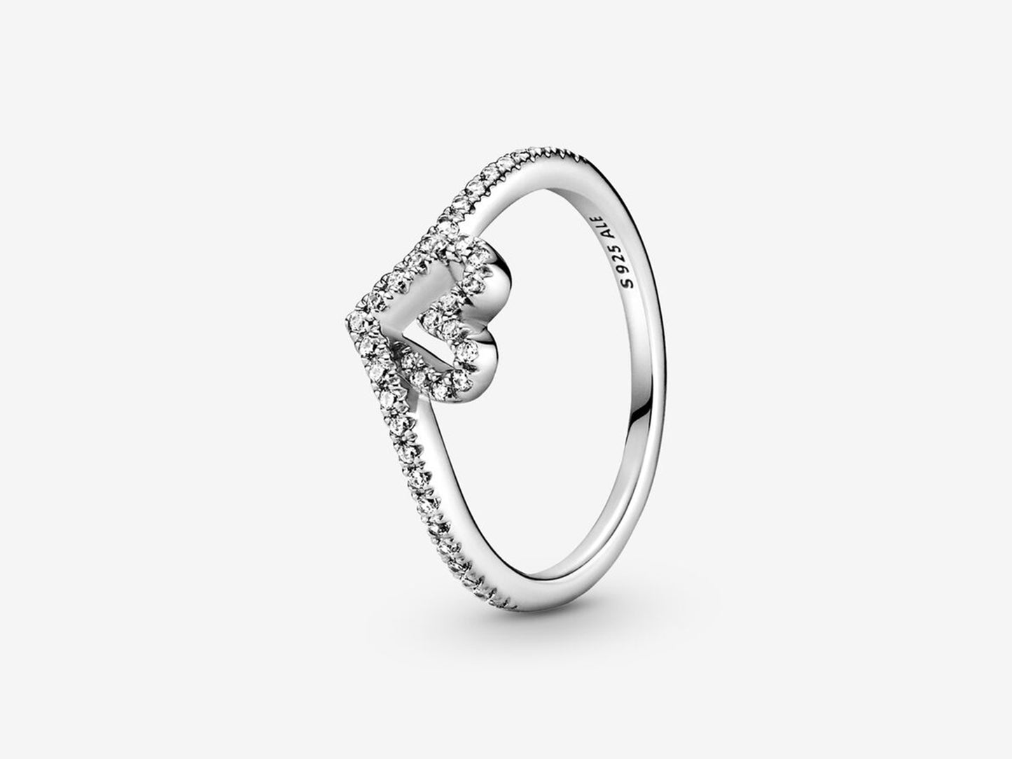 Sparkling Wishbone Heart Ring