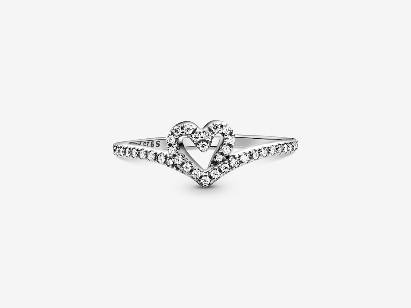Sparkling Wishbone Heart Ring