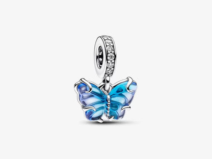 Blue Murano Glass Butterfly Dangle Charm