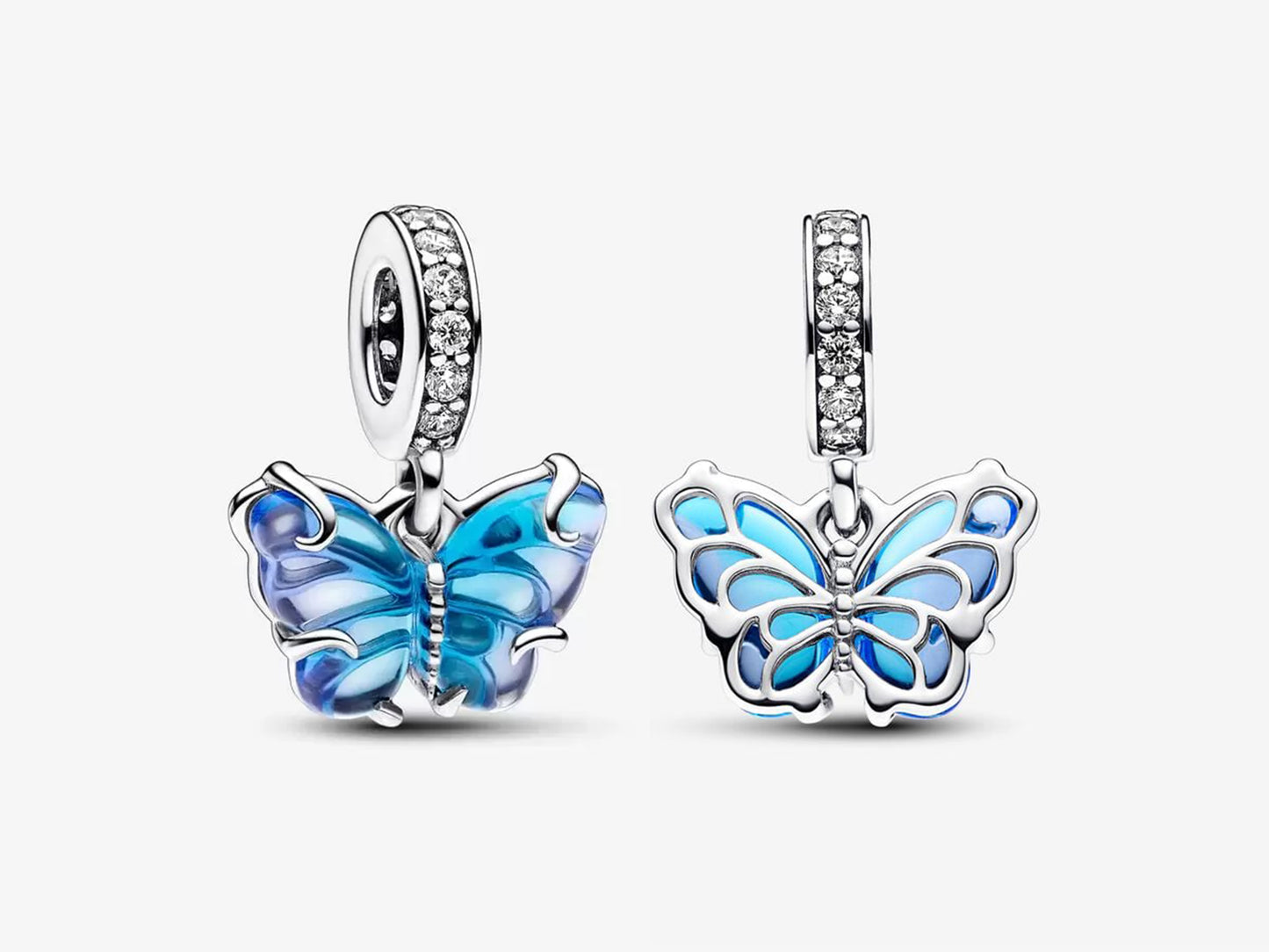 Blue Murano Glass Butterfly Dangle Charm