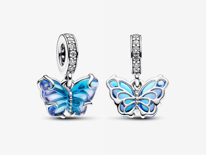 Blue Murano Glass Butterfly Dangle Charm