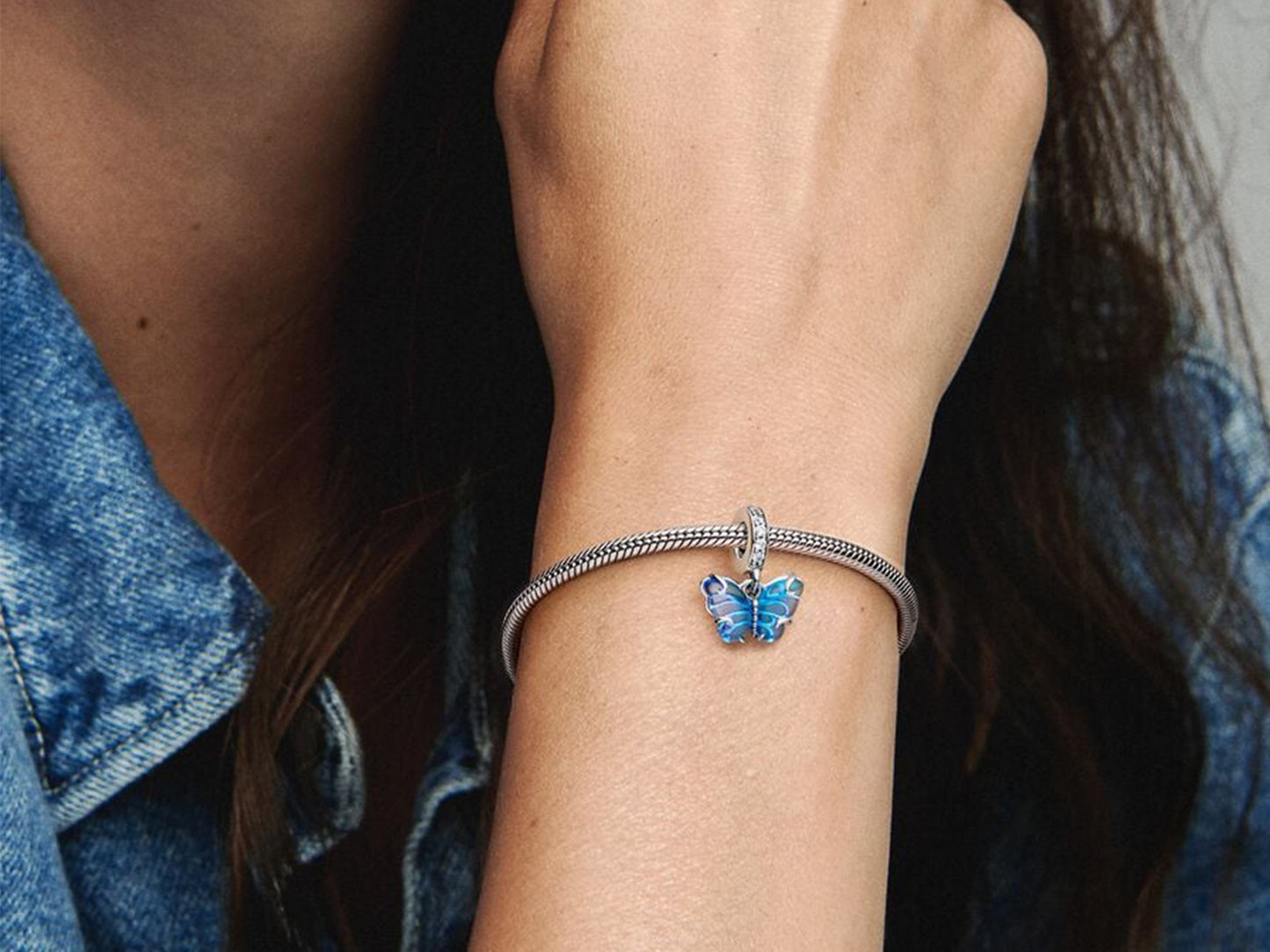 Blue Murano Glass Butterfly Dangle Charm