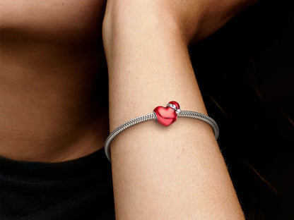 Metallic Red Christmas Heart Charm