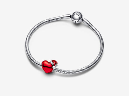 Metallic Red Christmas Heart Charm
