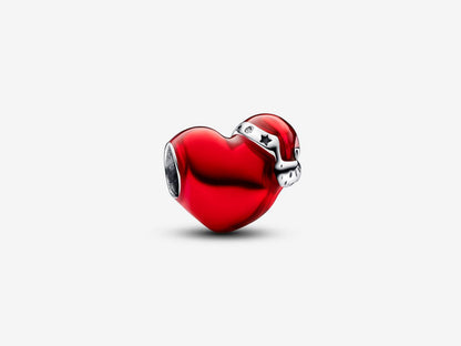 Metallic Red Christmas Heart Charm