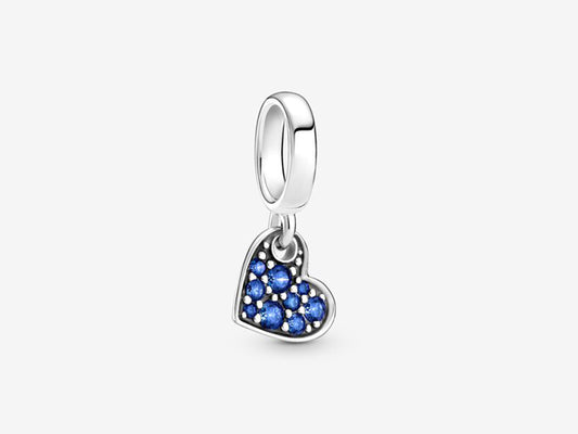 Inclined Blue Heart Charm