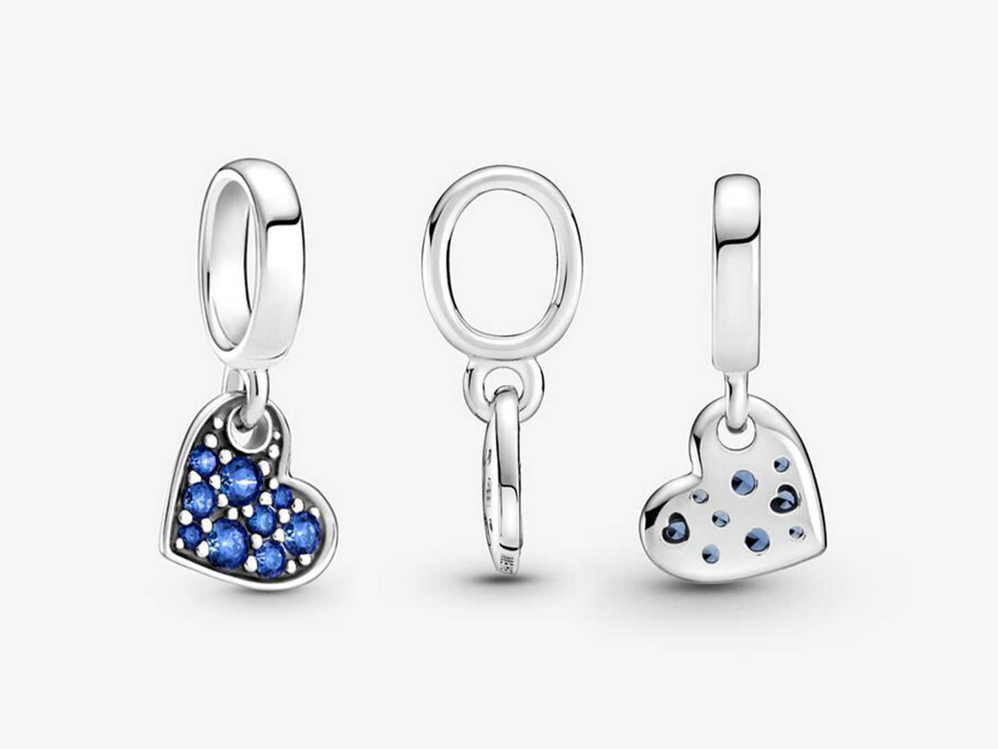Inclined Blue Heart Charm
