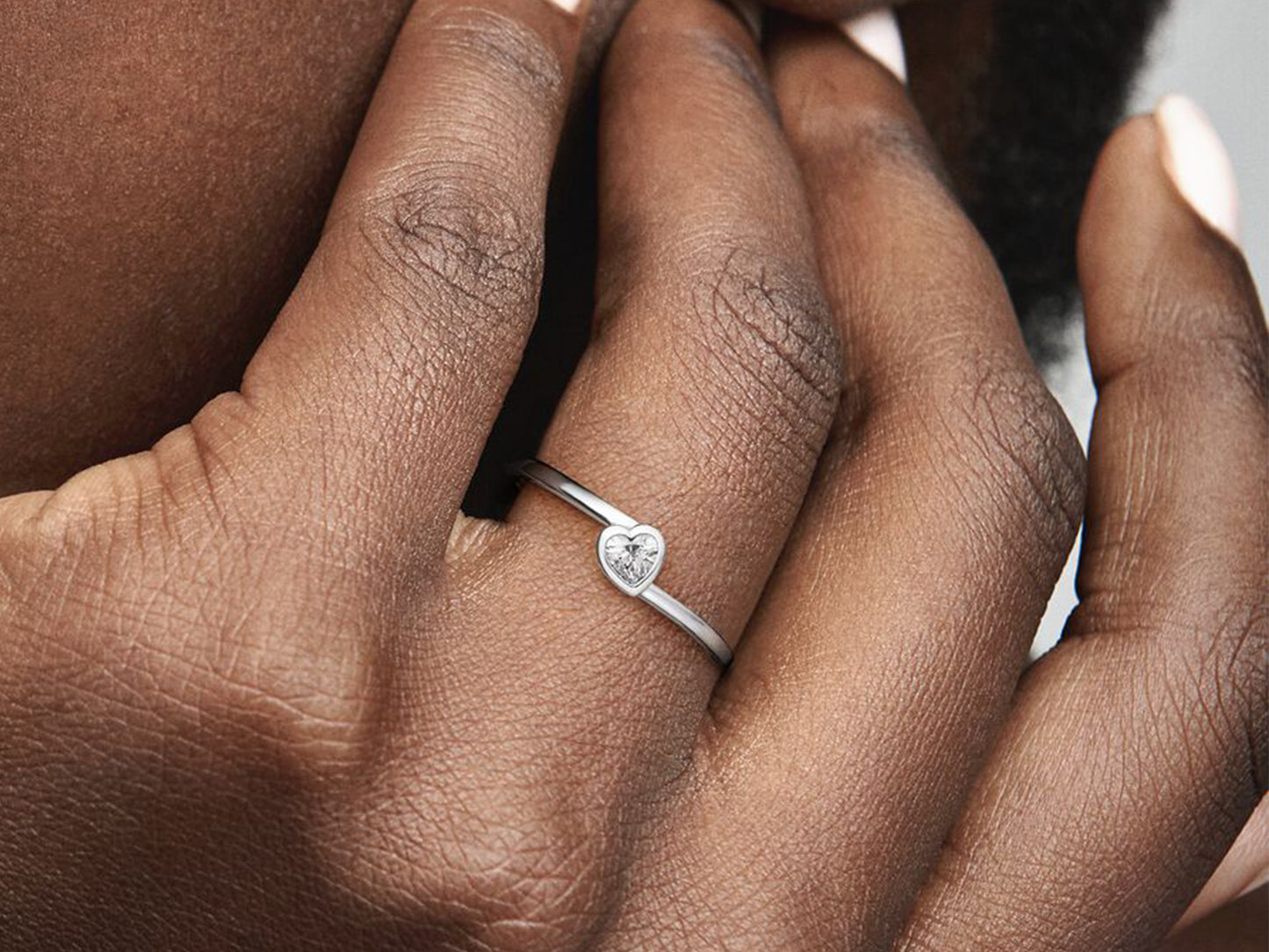 Clear Tilted Heart Solitaire Ring