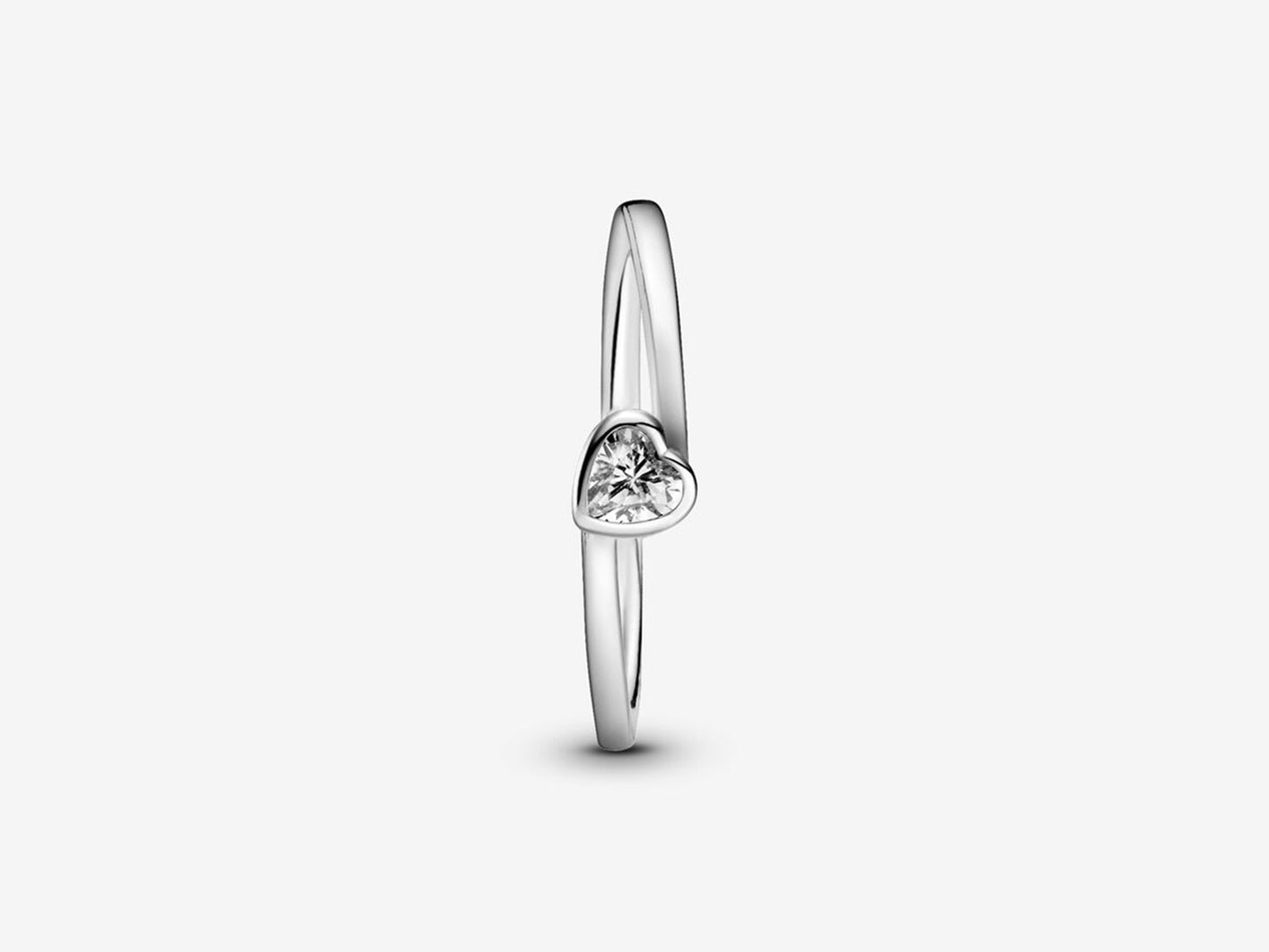 Clear Tilted Heart Solitaire Ring