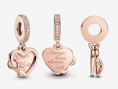 Love You Infinity Heart Dangle Charm
