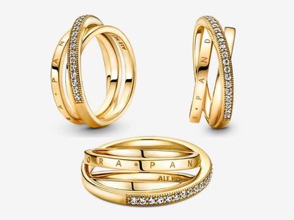 Crossover Pavé Triple Band Ring