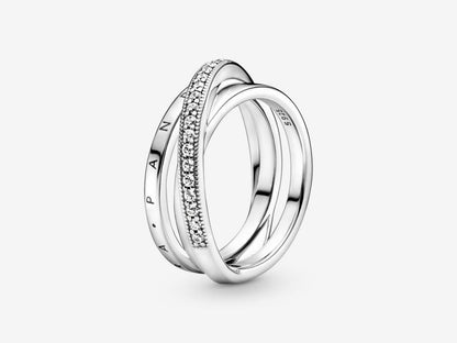 Crossover Pavé Triple Band Ring