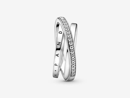 Crossover Pavé Triple Band Ring