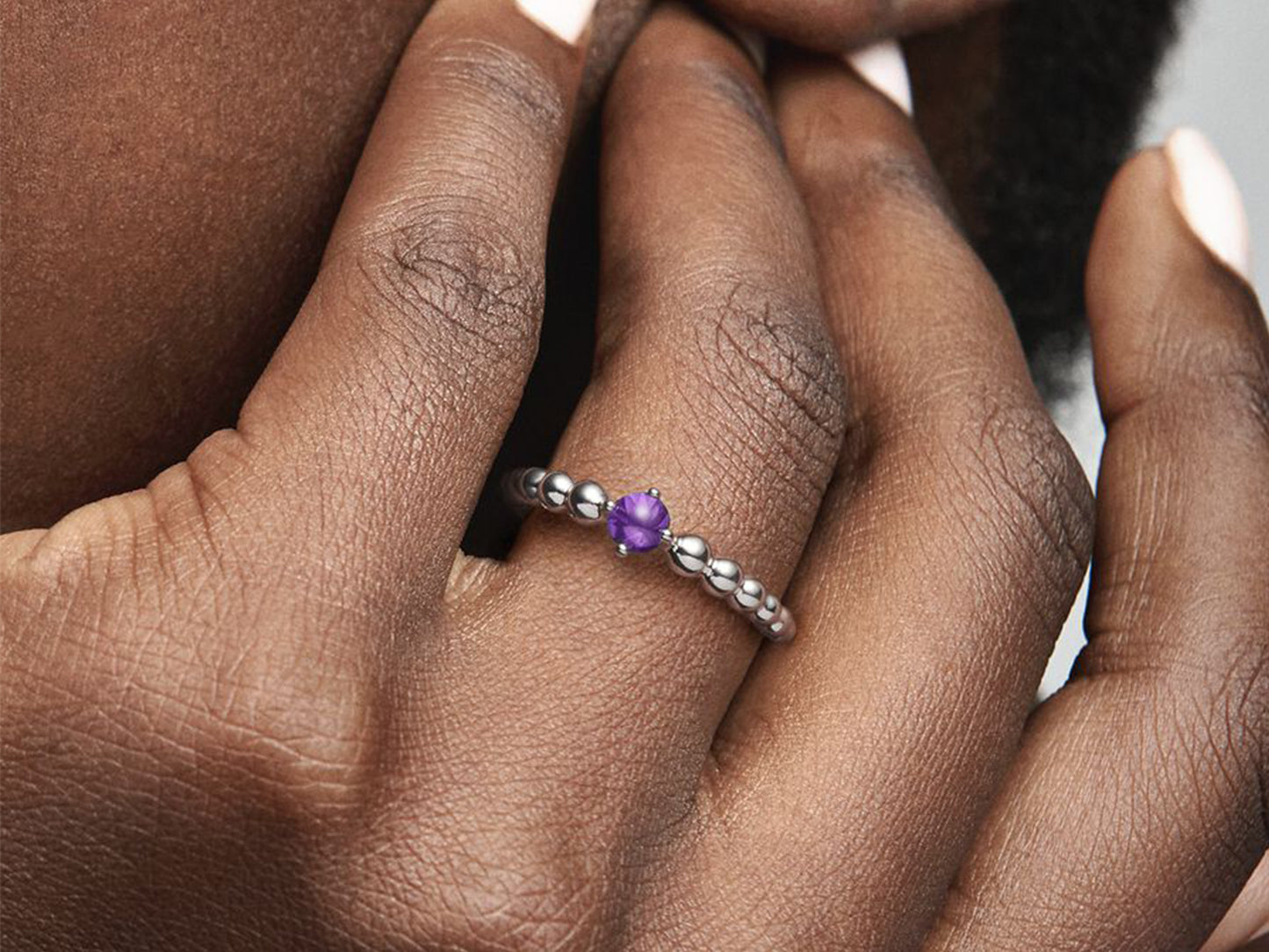 Lavender Bead Elegance Ring