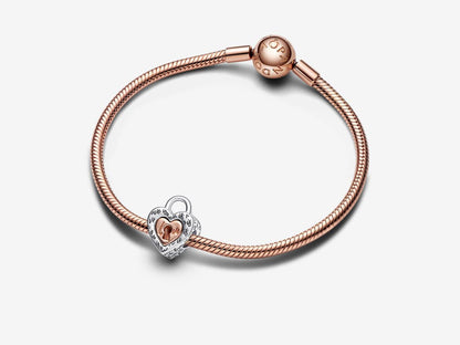 Two-tone Padlock Splittable Heart Charm