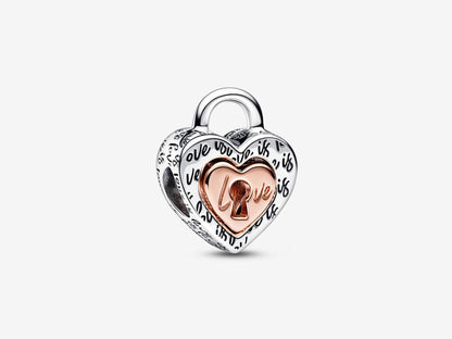 Two-tone Padlock Splittable Heart Charm