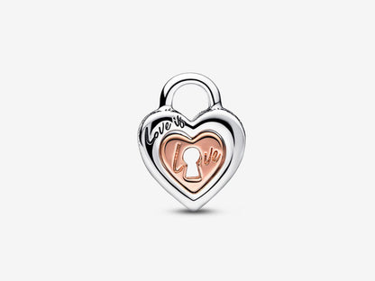 Two-tone Padlock Splittable Heart Charm