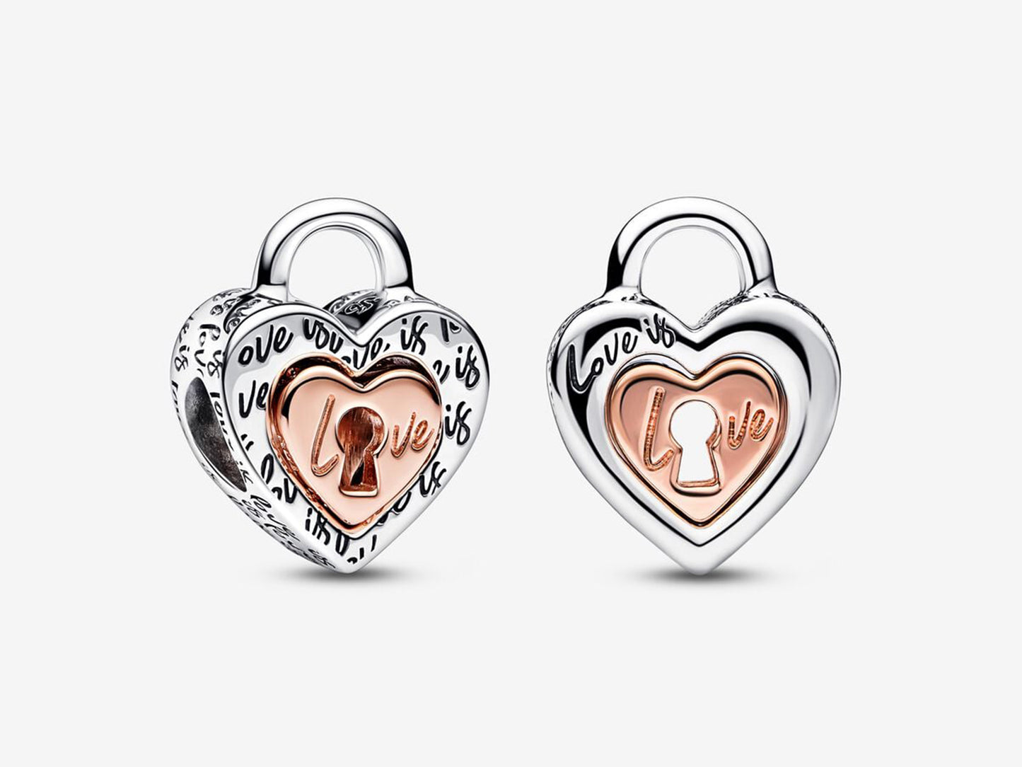 Two-tone Padlock Splittable Heart Charm
