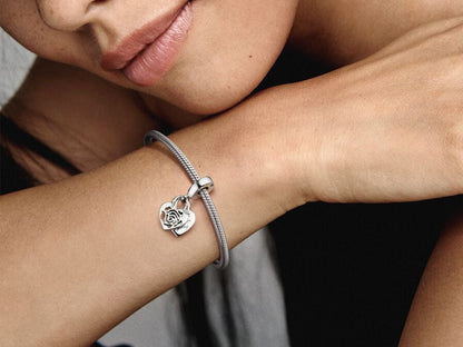 Rose Heart Padlock Dangle Charm