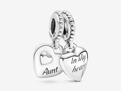 Aunt & Niece Split Heart Dangle Charm