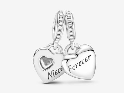 Aunt & Niece Split Heart Dangle Charm