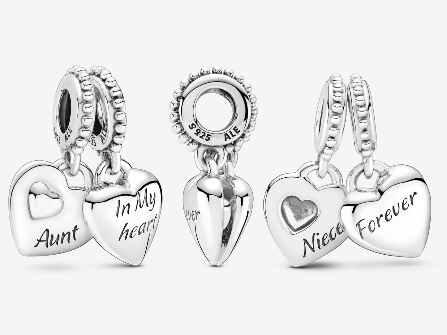 Aunt & Niece Split Heart Dangle Charm