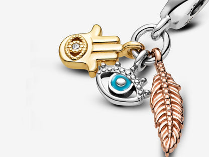 Hamsa, All-seeing Eye & Feather Spirituality Dangle Charm