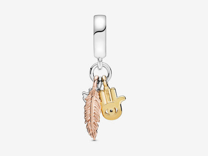 Hamsa, All-seeing Eye & Feather Spirituality Dangle Charm