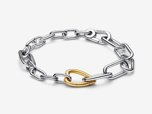 Two-tone Heart Openable Link Chain Bracelet