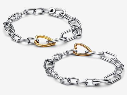 Two-tone Heart Openable Link Chain Bracelet