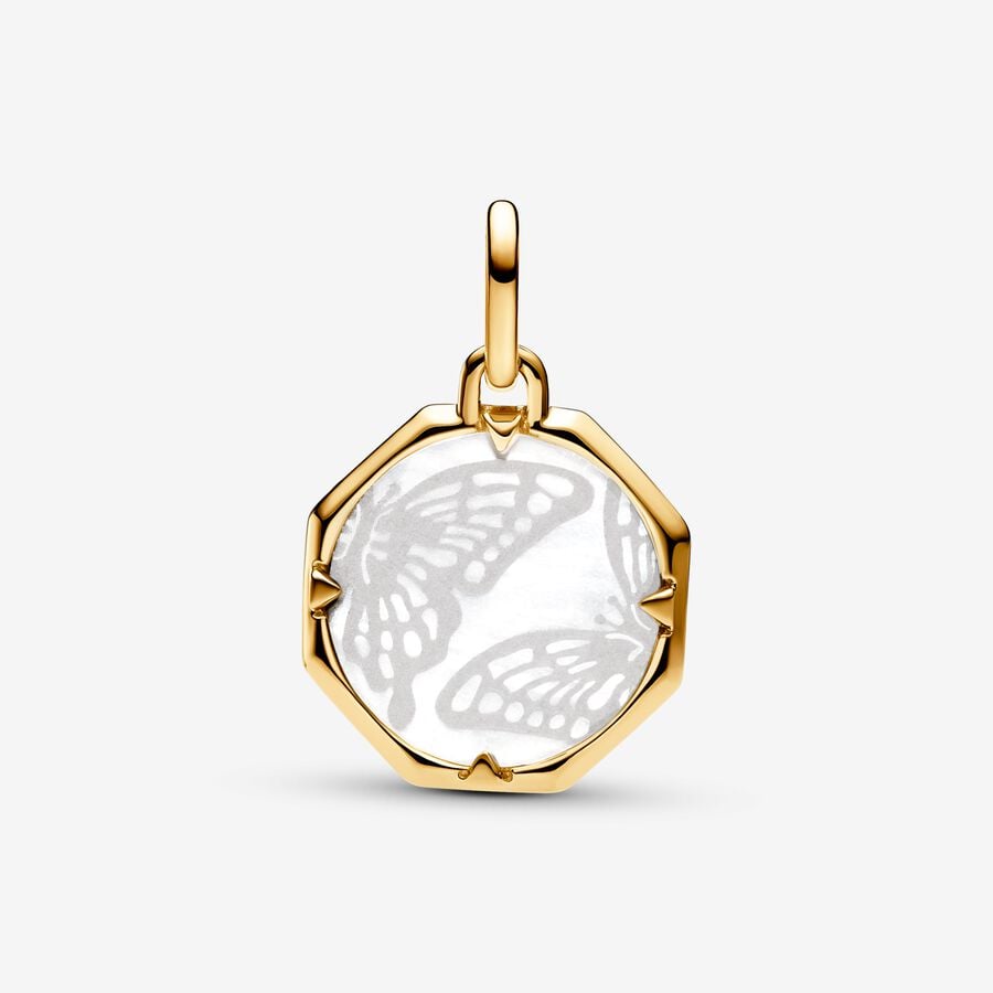 Octagon Butterfly Dangle Charm