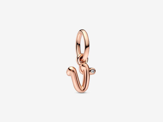 Letter V Script Alphabet Dangle Charm