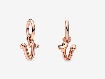 Letter V Script Alphabet Dangle Charm