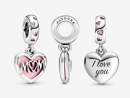 Mom Script Heart Dangle Charm