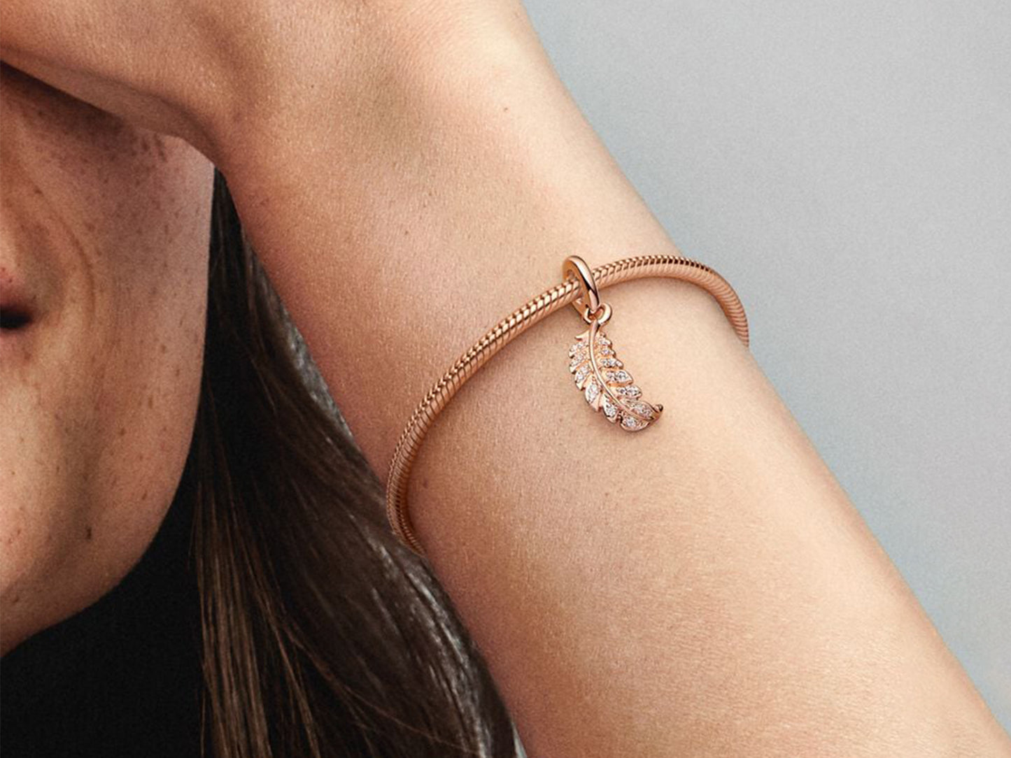 Floating Curved Feather Dangle Charm