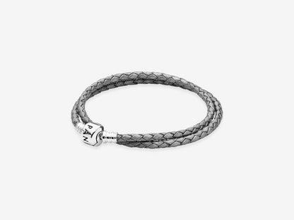 Gray Double Leather Bracelet