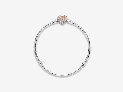 Pavé Heart Clasp Snake Chain Bracelet