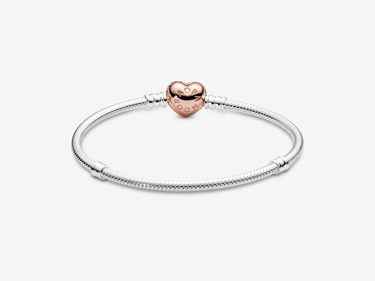 Pavé Heart Clasp Snake Chain Bracelet
