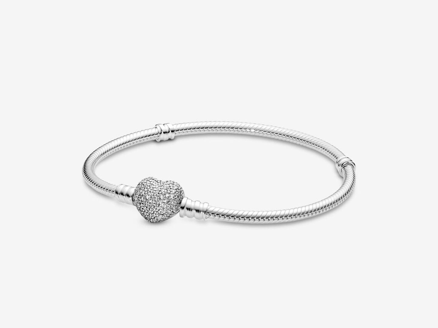 Sparkling Heart Clasp Snake Chain Bracelet