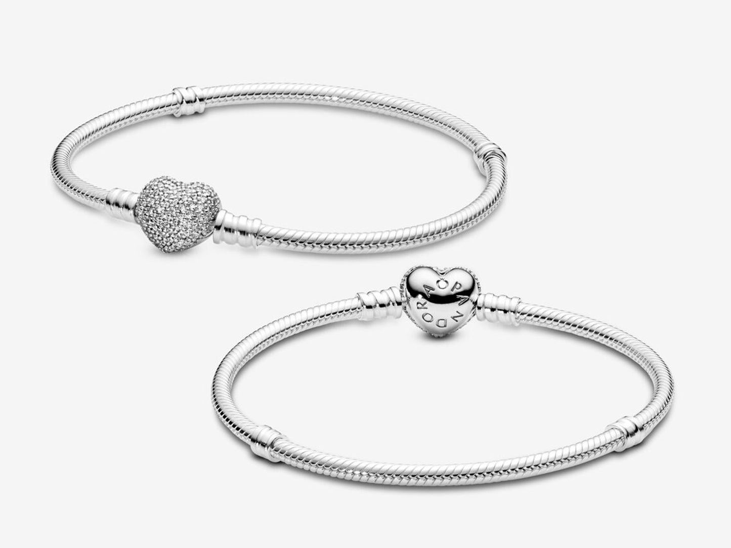 Sparkling Heart Clasp Snake Chain Bracelet