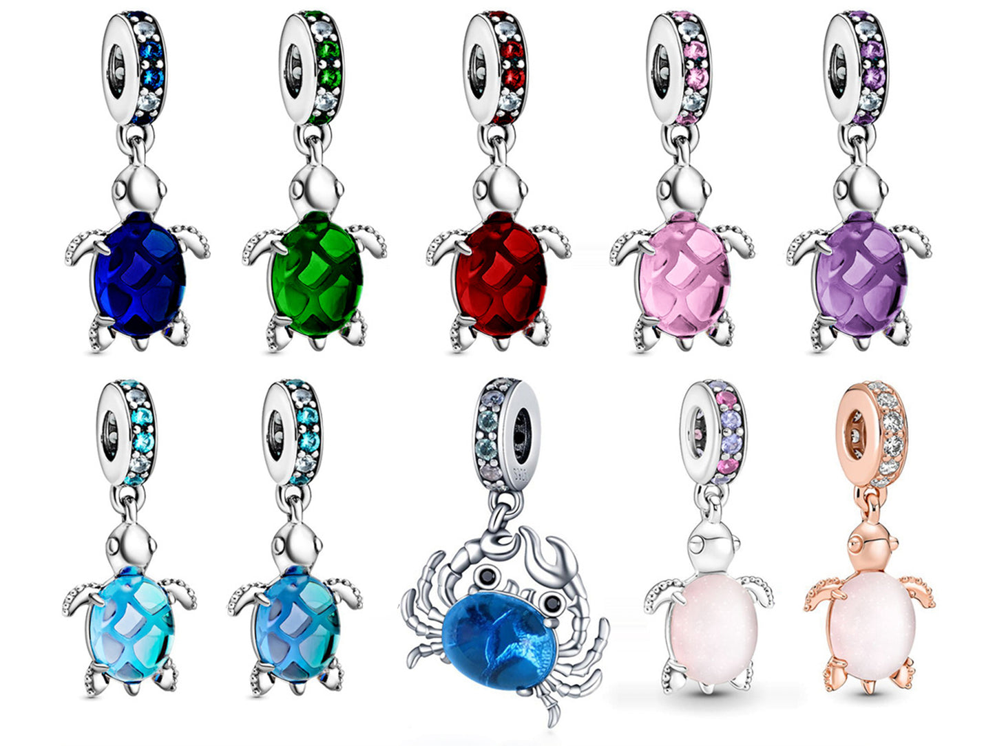 Murano Glass Sea Turtle Dangle Charm